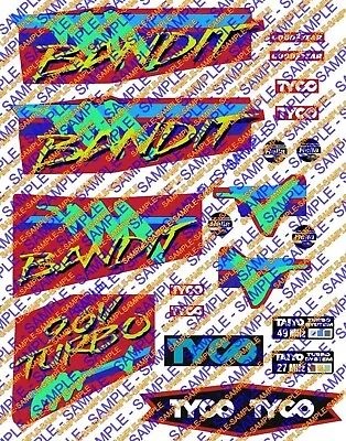 $30 • Buy TYCO R/C 9.6v Bandit Decals!! Taiyo/Tyco Body Shell Sticker Set!