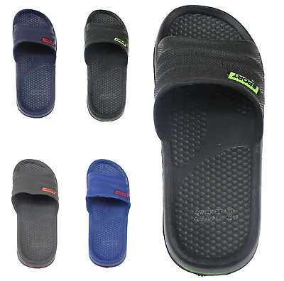 New Mens Lightweight Sliders Summer Pool Beach Flip Flops Shower Boys Shoes Size • £5.95