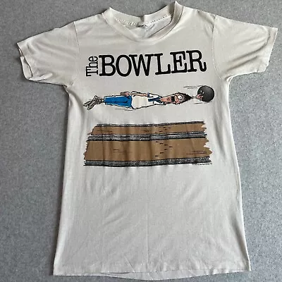 Vintage Bowler Shirt Adult Extra Small Cream Single Stitch Mens 80s Paper Thin • $18