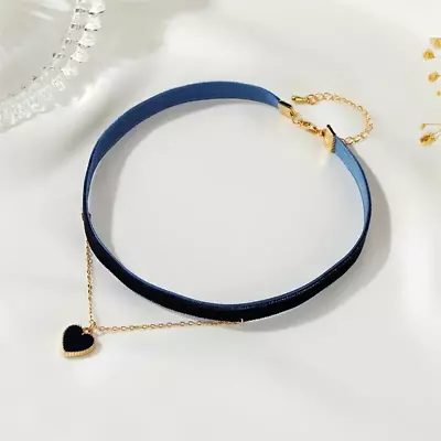 Love Heart Velvet Choker Collar Necklace Vintage Clavicle Chain Women Blue Gift • $15.98