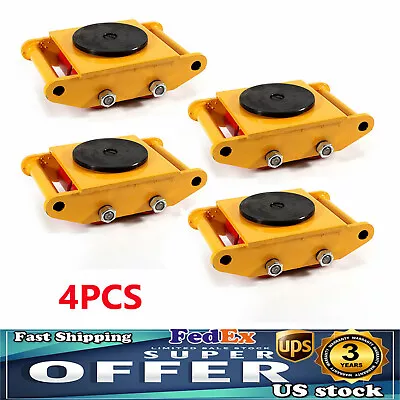 6Ton Moving Yellow Dolly Skate Machinery Roller Mover Cargo Trolley Machine 4Pcs • $176