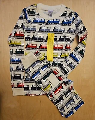 Nwt Hanna Andersson Rainbow Trains On Ecru Long John Pajamas 120 6 7 • $32.99