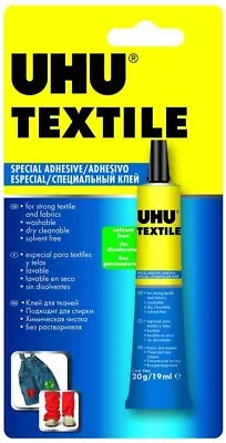 UHU Textile & Fabrics Special Adhesive Glue Washable Solvent Free 20g • £3.95