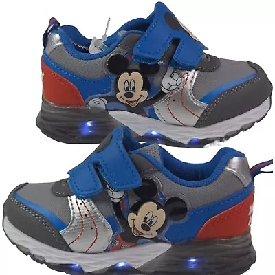 MICKEY MOUSE DISNEY Boys Light-Up Shoes Sneakers Toddlers Size 8 New (17Cm) • $34.99