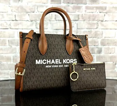Michael Kors Mirella Small Mk Shopper Satchel Crossbody Shoulder Bag Wallet Set • $139