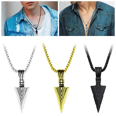 $2.99 • Buy ARROWHEAD Pendant Necklace Men Women Pendant Jewelry Chain Punk Style 3 Colors