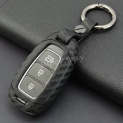 $17.62 • Buy For Hyundai Accent/Santa Fe/Veloster/i30 Carbon Fiber Smart Key Chain Case Cover