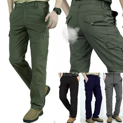 Men Work Multi-Pockets Cargo Pants Climbing Tactical Hiking Quick Dry Outdoor • $23.74