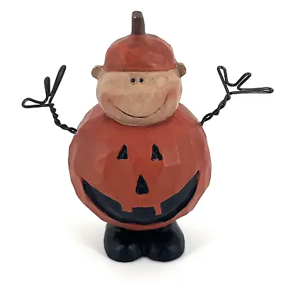 Vtg B. Lloyd Jack O Lantern Boy Mini Figurine Primitive Folk Art Resin Pumpkin • $9.59