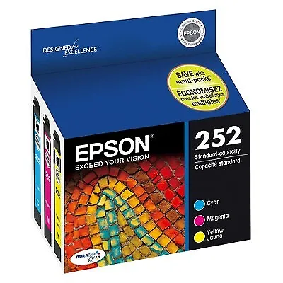 Epson 252 C/M/Y 3pk Ink Cartridges - Cyan Magenta Yellow (T252520-CP) • $24.99