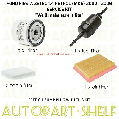 For Ford Fiesta 1.4 Zetec 02-09 Mk6 Service Filter Kit Petrol New • £33.35