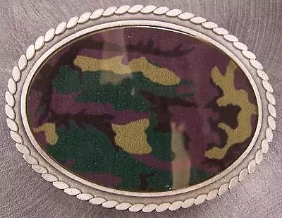 Pewter Belt Buckle Camouflage Oval Military NEW • $19.99