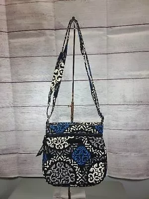 Vera Bradley Canterberry Cobalt Small Crossbody RETIRED Black/Blue/White • $15.95