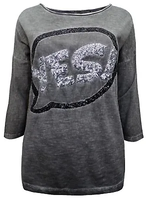 S.Oliver GREY Cotton Sequins Long Sleeve Tee Shirt Top  Casual Festivals • $9.93