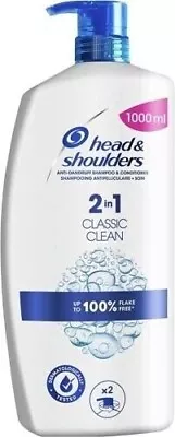 Head And Shoulders Anti-Dandruff Shampoo 2in1 Classic Clean 1000ml VALUE PACK • £9.09