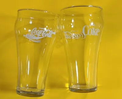 Enjoy COKE Coca-Cola Clear Drinking Soda Glasses Vintage Set Of 2 • $16.99