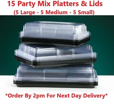 £27.25 • Buy 15 X Mixed Catering Platter Trays & Lids For Parties,Sandwiches,Buffets,Cakes 