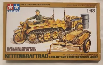 32502 Tamiya 1/48 Kettenkraftrad With Infantry Cart & Goliath Demolition Vehicle • $22.50