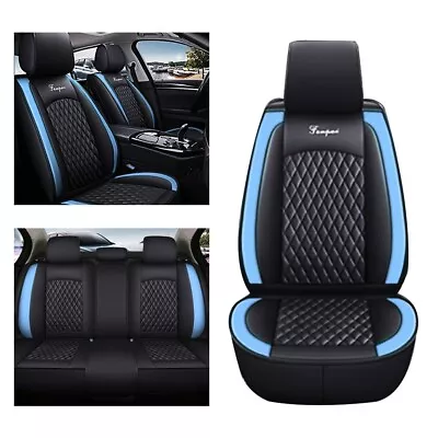 Car Seat Covers 5-Seats For Volkswage Leather Cushion Ct0008 Black Blue • $109