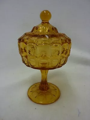 Vintage Antique L G Wright Amber Glass Covered Candy Dish By Fenton Moon Star • $9.99