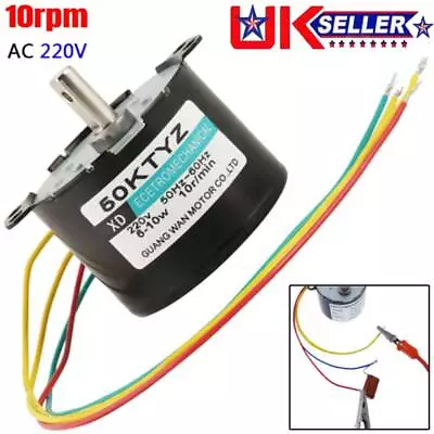 AC 220V 6-10W Small Synchronous Gear Motor 5-50RPM Low Speed Motor Replacement • £9.99