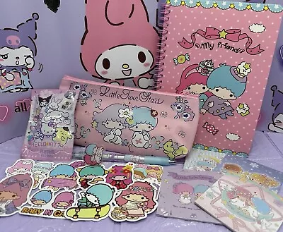 Little Twin Stars Sanrio Bundle Pencil Case A5 Notebook Sticker Bling Bag Rubber • $29