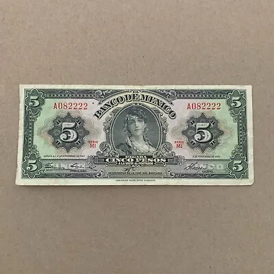 1961 Mexico 5 Pesos GYPSY Mexican Banknote Billetes Mexican Currency Gypsy Queen • $9.95
