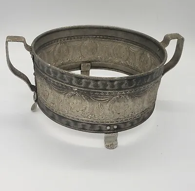 Vintage Silver Color Footed Casserole Caddy Carrier 7 5/8  Round Decor • $12.95