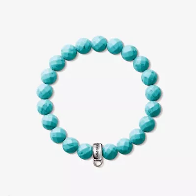 NEW Thomas Sabo Bracelet Blue Turquoise Stretch Charm Sterling Silver 925 • $65