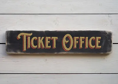 TICKET OFFICE Vintage Style Wooden Sign. Handmade Retro Home Gift • £24.95