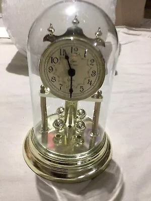 Vintage Made In USA Elgin American Quartz Desk Mantel Clock Glass Dome Rotary • $29