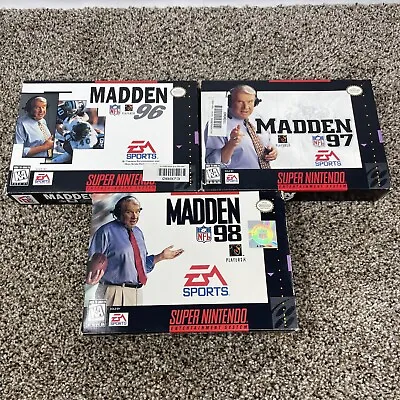 Madden SNES Lot John Madden Football 96 97 98 All 3 Complete CIB • $70