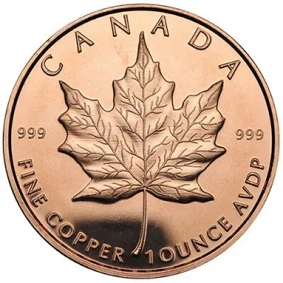 1 Oz Copper Round - Maple Leaf • $2.75