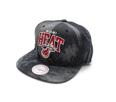 Mitchell & Ness Miami Heat Fire Ball NBA Denim Blue Snapback Baseball Cap Hat • £18.99