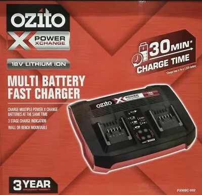 Ozito Power X Change 18V Multi Dual Port Battery Fast Charger Charge Indicator • $57.99