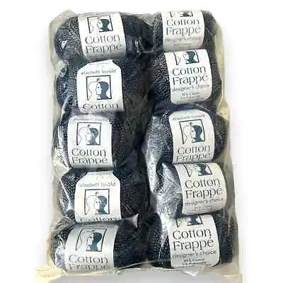 Lot 10 Skeins Elsebeth Lavold COTTON FRAPPE Yarn | #005 Navy & Silver • $60