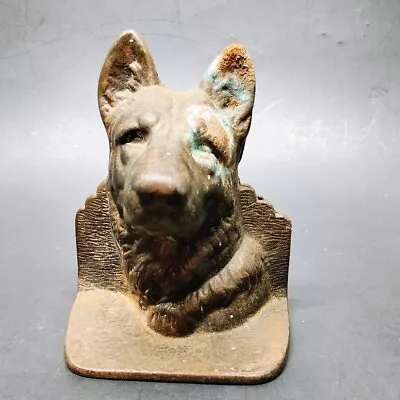 Vintage GERMAN SHEPHERD Dog Head/Bust BOOKEND Bronzed Cast Iron • $14.95