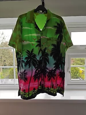 Mens Hawaiian Shirt Floral Palm Tree Sunset Surf Beach Party Holiday Stag Dance • £5.99
