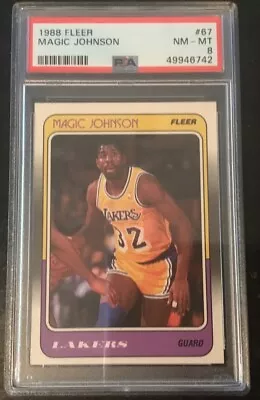 1988 Fleer Magic Johnson #67 - PSA 8 NM-MT - Los Angeles Lakers HOF • $9.99