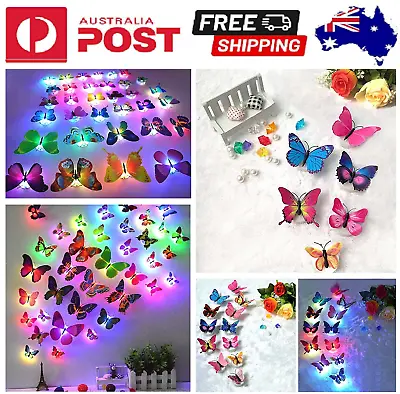 $6.79 • Buy LED 3D Butterfly Decoration Lights Colorful Night Light Wall Stickers For Party