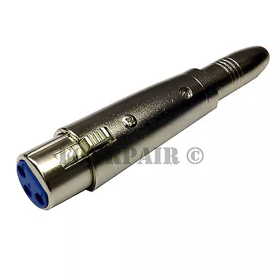 3pin XLR Female To 1/4 6.35mm Stereo Jack TRS Audio Cable Microphone Mic Adapter • $5.95