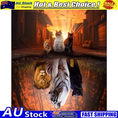 $12.53 • Buy Diamond Painting Kit Cat Reflection Full Round Rhinestone Wall