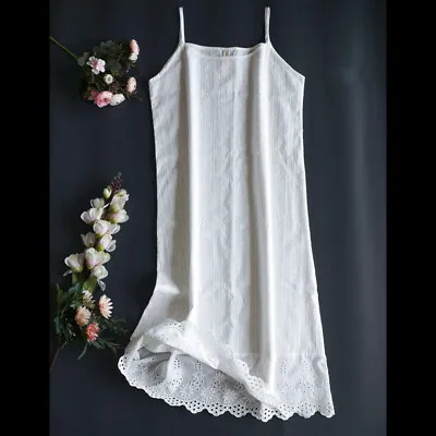 $36.29 • Buy Women Lace Cotton Underdress Petticoat Full Slip Striped Comfort Summer Beach