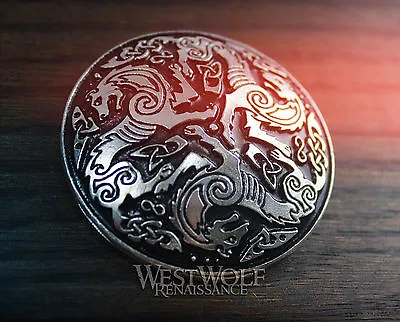 Celtic Wolf / Direwolf Brooch/Pin -- Viking/Norse/Celt/Medieval/Sea/Silver/Cloak • $27.95