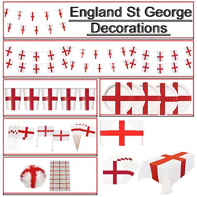 England St Georges Day Decorations St George Accessories Bunting Banner Balloons • £4.89