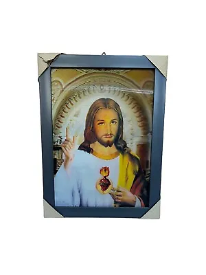 Vintage Jesus 3D Hologram Picture Frame Lenticular Holographic Rare 15”x11” • £29.90