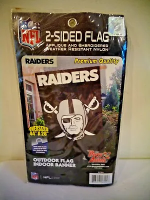 Nfl Oakland Raiders 2 Sided 44  X 28  Nylon Outdoor Flag Indoor Banner • $29.99