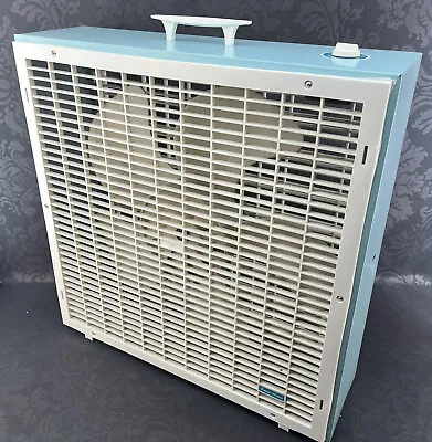 Vintage Town House 22” Turquoise Metal Box Fan MCM 3 Speed Mint Clean MidCentury • $175