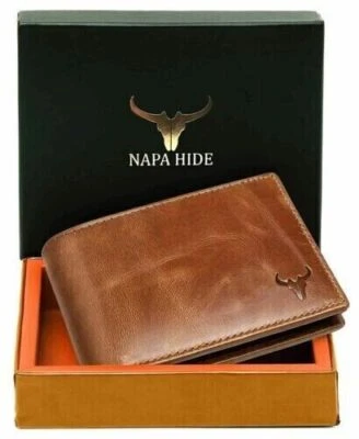 $24.82 • Buy Genuine Leather Bifold Wallets For Men RFID Blocking Slim (MENS BROWN WALLET++)