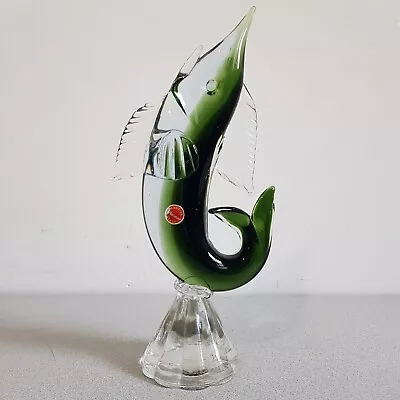 Murano Glass Swordfish Mid Century Hand Blown Sommerso Italian 1960s Fish Retro • £39.95